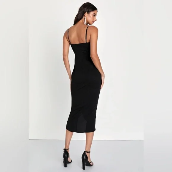 LULU’S Reinette Black Midi Dress - Picture 5 of 6